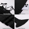 image:imageScarlet Darkness Tie Shoulder Flare Sleeve Renaissance Witch Fairy Dress  tie shoulder dress with drawstring Vneck flared sleeve side pocket medium stretch layered handkerchief hem knit fabricBlack