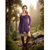 image:imageScarlet Darkness Tie Shoulder Flare Sleeve Renaissance Witch Fairy Dress  tie shoulder dress with drawstring Vneck flared sleeve side pocket medium stretch layered handkerchief hem knit fabricDeep Purple