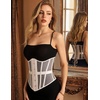 image:imageScarlet Darkness Women Corset Belt Renaissance Underbust Mesh Wide Corset  Waist Belt Adjustable Lace Up Back Pirate Goth AccessoryApricot