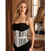 image:imageScarlet Darkness Women Corset Belt Renaissance Underbust Mesh Wide Corset  Waist Belt Adjustable Lace Up Back Pirate Goth AccessoryWhite