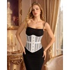 image:imageScarlet Darkness Women Corset Belt Renaissance Underbust Mesh Wide Corset  Waist Belt Adjustable Lace Up Back Pirate Goth AccessoryWhite
