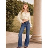 image:imageScarlet Darkness Women Off the Shoulder Crop Tops Long Sleeve Shirt Blouse  Lantern Sleeve Tie Back Elastic Neckline Ideal for Casual Boho Vacation Ren Faire Pirate PartyApricot