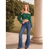 image:imageScarlet Darkness Women Off the Shoulder Crop Tops Long Sleeve Shirt Blouse  Lantern Sleeve Tie Back Elastic Neckline Ideal for Casual Boho Vacation Ren Faire Pirate PartyVerdant Green