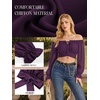 image:imageScarlet Darkness Women Off the Shoulder Crop Tops Long Sleeve Shirt Blouse  Lantern Sleeve Tie Back Elastic Neckline Ideal for Casual Boho Vacation Ren Faire Pirate PartyDeep Purple