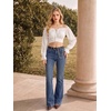 image:imageScarlet Darkness Women Off the Shoulder Crop Tops Long Sleeve Shirt Blouse  Lantern Sleeve Tie Back Elastic Neckline Ideal for Casual Boho Vacation Ren Faire Pirate PartyWhite
