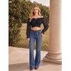 image:imageScarlet Darkness Women Off the Shoulder Crop Tops Long Sleeve Shirt Blouse  Lantern Sleeve Tie Back Elastic Neckline Ideal for Casual Boho Vacation Ren Faire Pirate PartyBlack
