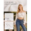 image:imageScarlet Darkness Women Off the Shoulder Crop Tops Long Sleeve Shirt Blouse  Lantern Sleeve Tie Back Elastic Neckline Ideal for Casual Boho Vacation Ren Faire Pirate PartyWhite