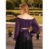 image:imageScarlet Darkness Women Off the Shoulder Crop Tops Long Sleeve Shirt Blouse  Lantern Sleeve Tie Back Elastic Neckline Ideal for Casual Boho Vacation Ren Faire Pirate PartyDeep Purple