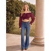image:imageScarlet Darkness Women Off the Shoulder Crop Tops Long Sleeve Shirt Blouse  Lantern Sleeve Tie Back Elastic Neckline Ideal for Casual Boho Vacation Ren Faire Pirate PartyRed