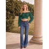 image:imageScarlet Darkness Women Off the Shoulder Crop Tops Long Sleeve Shirt Blouse  Lantern Sleeve Tie Back Elastic Neckline Ideal for Casual Boho Vacation Ren Faire Pirate PartyVerdant Green