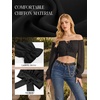 image:imageScarlet Darkness Women Off the Shoulder Crop Tops Long Sleeve Shirt Blouse  Lantern Sleeve Tie Back Elastic Neckline Ideal for Casual Boho Vacation Ren Faire Pirate PartyBlack