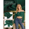 image:imageScarlet Darkness Women Off the Shoulder Crop Tops Long Sleeve Shirt Blouse  Lantern Sleeve Tie Back Elastic Neckline Ideal for Casual Boho Vacation Ren Faire Pirate PartyVerdant Green