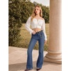 image:imageScarlet Darkness Women Off the Shoulder Crop Tops Long Sleeve Shirt Blouse  Lantern Sleeve Tie Back Elastic Neckline Ideal for Casual Boho Vacation Ren Faire Pirate PartyWhite
