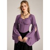 image:imageScarlet Darkness Women Renaissance Corset Bell Sleeve Off Shoulder Tops  Ruched Slim Fit Peasant BlousePirate Ren Faire ShirtLilac