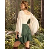 image:imageScarlet Darkness Women Renaissance Corset Bell Sleeve Off Shoulder Tops  Ruched Slim Fit Peasant BlousePirate Ren Faire ShirtOyster White