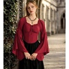 image:imageScarlet Darkness Women Renaissance Corset Bell Sleeve Off Shoulder Tops  Ruched Slim Fit Peasant BlousePirate Ren Faire ShirtWine