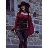image:imageScarlet Darkness Women Renaissance Corset Bell Sleeve Off Shoulder Tops  Ruched Slim Fit Peasant BlousePirate Ren Faire ShirtWine