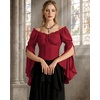 image:imageScarlet Darkness Women Renaissance Corset Bell Sleeve Off Shoulder Tops  Ruched Slim Fit Peasant BlousePirate Ren Faire ShirtWine
