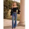 image:imageScarlet Darkness Women Renaissance Shirt Off Shoulder Bell Sleeve Tops  Smocked Waist Crop Tops Layered Bell Sleeve Ideal for Peasant Pirate Ren FaireBlack