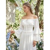 image:imageScarlet Darkness Women Renaissance Shirt Off Shoulder Bell Sleeve Tops  Smocked Waist Crop Tops Layered Bell Sleeve Ideal for Peasant Pirate Ren FaireWhite