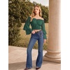 image:imageScarlet Darkness Women Renaissance Shirt Off Shoulder Bell Sleeve Tops  Smocked Waist Crop Tops Layered Bell Sleeve Ideal for Peasant Pirate Ren FaireVerdant Green
