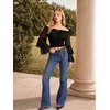 image:imageScarlet Darkness Women Renaissance Shirt Off Shoulder Bell Sleeve Tops  Smocked Waist Crop Tops Layered Bell Sleeve Ideal for Peasant Pirate Ren FaireBlack