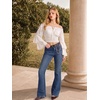 image:imageScarlet Darkness Women Renaissance Shirt Off Shoulder Bell Sleeve Tops  Smocked Waist Crop Tops Layered Bell Sleeve Ideal for Peasant Pirate Ren FaireWhite