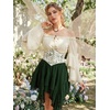 image:imageScarlet Darkness Women Renaissance Shirt Off Shoulder Bell Sleeve Tops  Smocked Waist Crop Tops Layered Bell Sleeve Ideal for Peasant Pirate Ren FaireApricot
