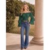 image:imageScarlet Darkness Women Renaissance Shirt Off Shoulder Bell Sleeve Tops  Smocked Waist Crop Tops Layered Bell Sleeve Ideal for Peasant Pirate Ren FaireVerdant Green