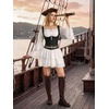 image:imageScarlet Darkness Women Renaissance Shirt Off Shoulder Bell Sleeve Tops  Smocked Waist Crop Tops Layered Bell Sleeve Ideal for Peasant Pirate Ren FaireWhite