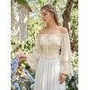 image:imageScarlet Darkness Women Renaissance Shirt Off Shoulder Bell Sleeve Tops  Smocked Waist Crop Tops Layered Bell Sleeve Ideal for Peasant Pirate Ren FaireApricot