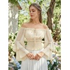 image:imageScarlet Darkness Women Renaissance Shirt Off Shoulder Bell Sleeve Tops  Smocked Waist Crop Tops Layered Bell Sleeve Ideal for Peasant Pirate Ren FaireApricot