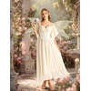 image:imageScarlet Darkness Womens Corset Waist Renaissance Fairycore Costume Dress  Chiffon dress with adjustable straps flutter bell sleeves corset laceup waist smocked back left zip side pocketsOyster White
