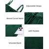 image:imageScarlet Darkness Womens Corset Waist Renaissance Fairycore Costume Dress  Chiffon dress with adjustable straps flutter bell sleeves corset laceup waist smocked back left zip side pocketsEden Green