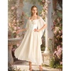 image:imageScarlet Darkness Womens Corset Waist Renaissance Fairycore Costume Dress  Chiffon dress with adjustable straps flutter bell sleeves corset laceup waist smocked back left zip side pocketsOyster White