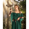 image:imageScarlet Darkness Womens Corset Waist Renaissance Fairycore Costume Dress  Chiffon dress with adjustable straps flutter bell sleeves corset laceup waist smocked back left zip side pocketsEden Green