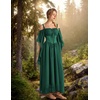 image:imageScarlet Darkness Womens Corset Waist Renaissance Fairycore Costume Dress  Chiffon dress with adjustable straps flutter bell sleeves corset laceup waist smocked back left zip side pocketsEden Green