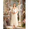 image:imageScarlet Darkness Womens Corset Waist Renaissance Fairycore Costume Dress  Chiffon dress with adjustable straps flutter bell sleeves corset laceup waist smocked back left zip side pocketsOyster White