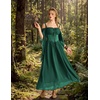 image:imageScarlet Darkness Womens Corset Waist Renaissance Fairycore Costume Dress  Chiffon dress with adjustable straps flutter bell sleeves corset laceup waist smocked back left zip side pocketsEden Green