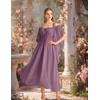 image:imageScarlet Darkness Womens Corset Waist Renaissance Fairycore Costume Dress  Chiffon dress with adjustable straps flutter bell sleeves corset laceup waist smocked back left zip side pocketsLight Lilac