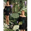 image:imageScarlet Darkness Womens Off Shoulder Long Sleeve Mini Dress  Renaissance pirate fairy flowy casual Ruffle hem smocked waist lined side pockets Daily wear versatileBlack