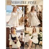 image:imageScarlet Darkness Womens Off Shoulder Long Sleeve Mini Dress  Renaissance pirate fairy flowy casual Ruffle hem smocked waist lined side pockets Daily wear versatileIvory White
