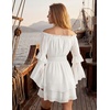 image:imageScarlet Darkness Womens Off Shoulder Long Sleeve Mini Dress  Renaissance pirate fairy flowy casual Ruffle hem smocked waist lined side pockets Daily wear versatileWhite