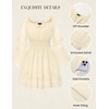 image:imageScarlet Darkness Womens Off Shoulder Long Sleeve Mini Dress  Renaissance pirate fairy flowy casual Ruffle hem smocked waist lined side pockets Daily wear versatileIvory White