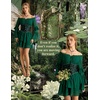 image:imageScarlet Darkness Womens Off Shoulder Long Sleeve Mini Dress  Renaissance pirate fairy flowy casual Ruffle hem smocked waist lined side pockets Daily wear versatileEmerald Green