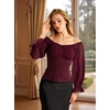 image:imageScarlet Darkness Womens Peasant Blouse Off Shoulder Fall Tops  Ruched Bust Lantern Sleeves Slim Fit for Renaissance Fairs Festivals Pirate Elf Cosplay Date Night Dressy CasualDark Wine