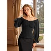 image:imageScarlet Darkness Womens Peasant Blouse Off Shoulder Fall Tops  Ruched Bust Lantern Sleeves Slim Fit for Renaissance Fairs Festivals Pirate Elf Cosplay Date Night Dressy CasualBlack