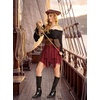 image:imageScarlet Darkness Womens Renaissance Pirate Skirt Asymmetrical Mini Skirts  Layered Hem Adjustable Drawcord High Waist Lined Soft Breathable Ideal for Ren Faire Cosplay Concerts Casual Y2kRed
