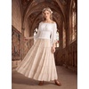 image:imageScarlet Darkness Womens Renaissance Tops OffShoulder Bell Sleeve Shirts  Chiffon Smocked Waist Batwing Sleeve Suitable for Ren Faire Pirate Steampunk PartyIvory White