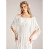 image:imageScarlet Darkness Womens Renaissance Tops OffShoulder Bell Sleeve Shirts  Chiffon Smocked Waist Batwing Sleeve Suitable for Ren Faire Pirate Steampunk PartyIvory White